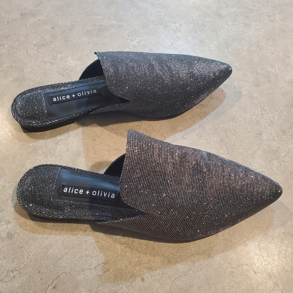 Alice + Olivia Madalyn Loafer Flat Mule Silver